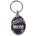 World's Greatest Mom Metal Key Chain with Enameled Details
